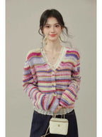 Pastel Stripe Knit Cardigan    OL1931
