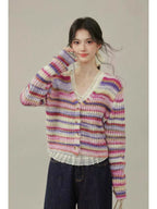 Pastel Stripe Knit Cardigan    OL1931