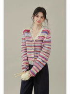 Pastel Stripe Knit Cardigan    OL1931