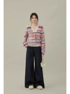 Pastel Stripe Knit Cardigan    OL1931