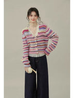 Pastel Stripe Knit Cardigan    OL1931
