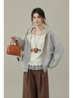 Chic Gray Hoodie Top    OL1934