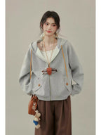 Chic Gray Hoodie Top    OL1934