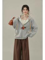Chic Gray Hoodie Top    OL1934