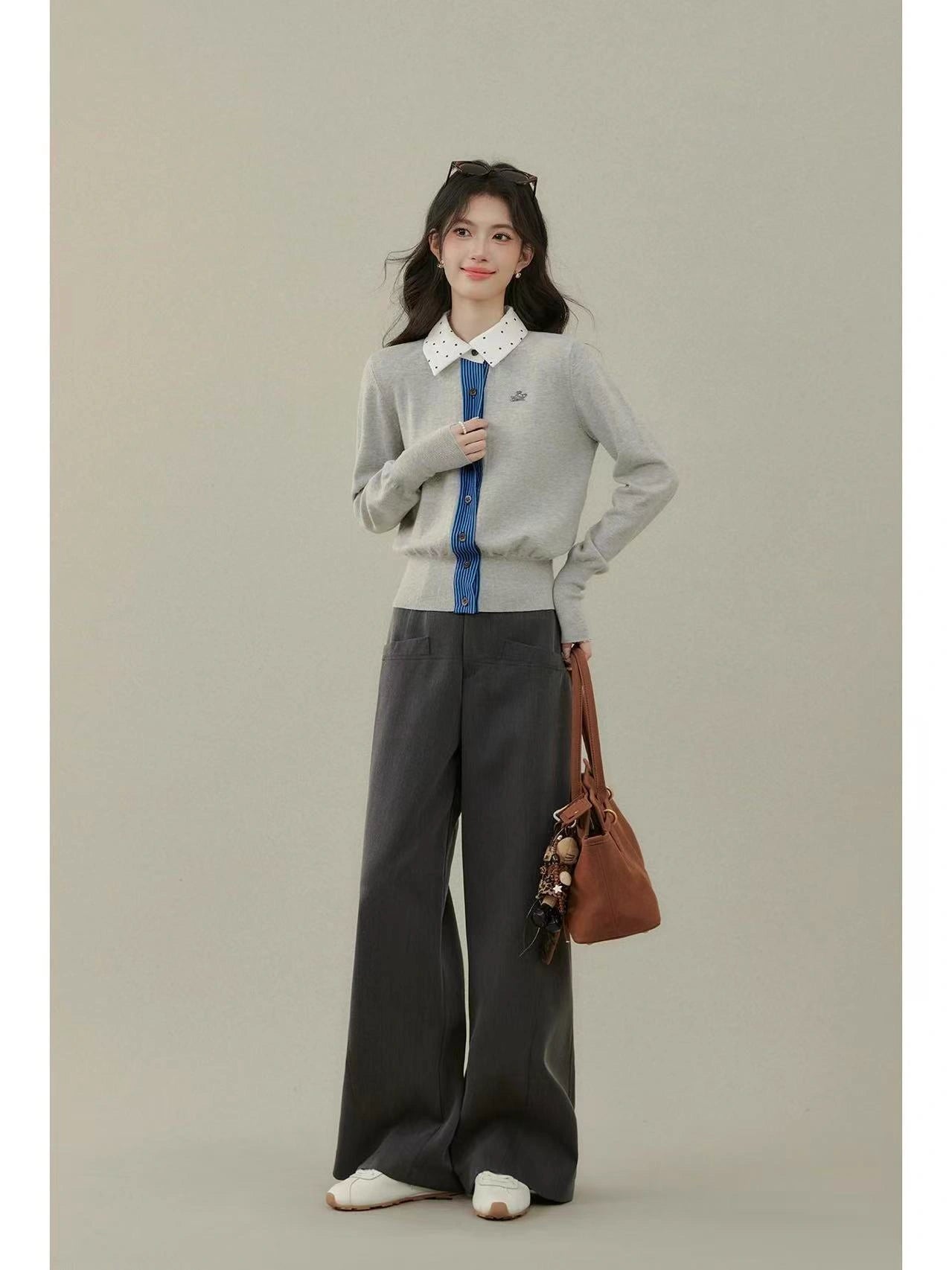 Colorblock Embroidered Knit Cardigan    OL1935