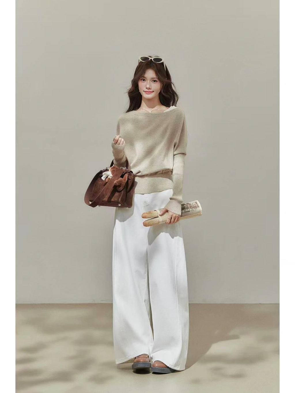 Slanted Shoulder Knit Top    OL1937