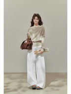 Slanted Shoulder Knit Top    OL1937