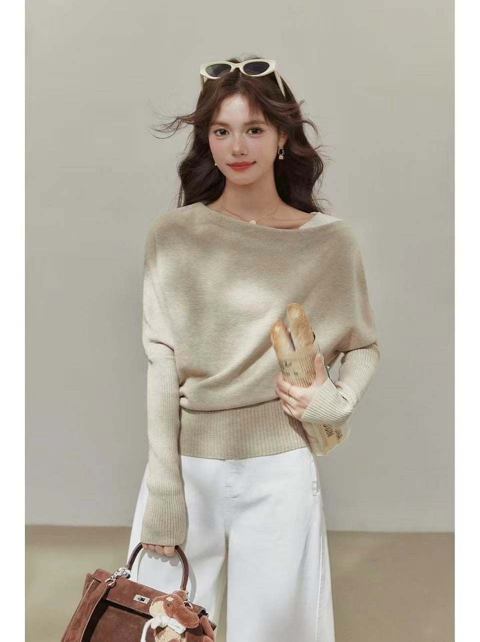 Slanted Shoulder Knit Top    OL1937