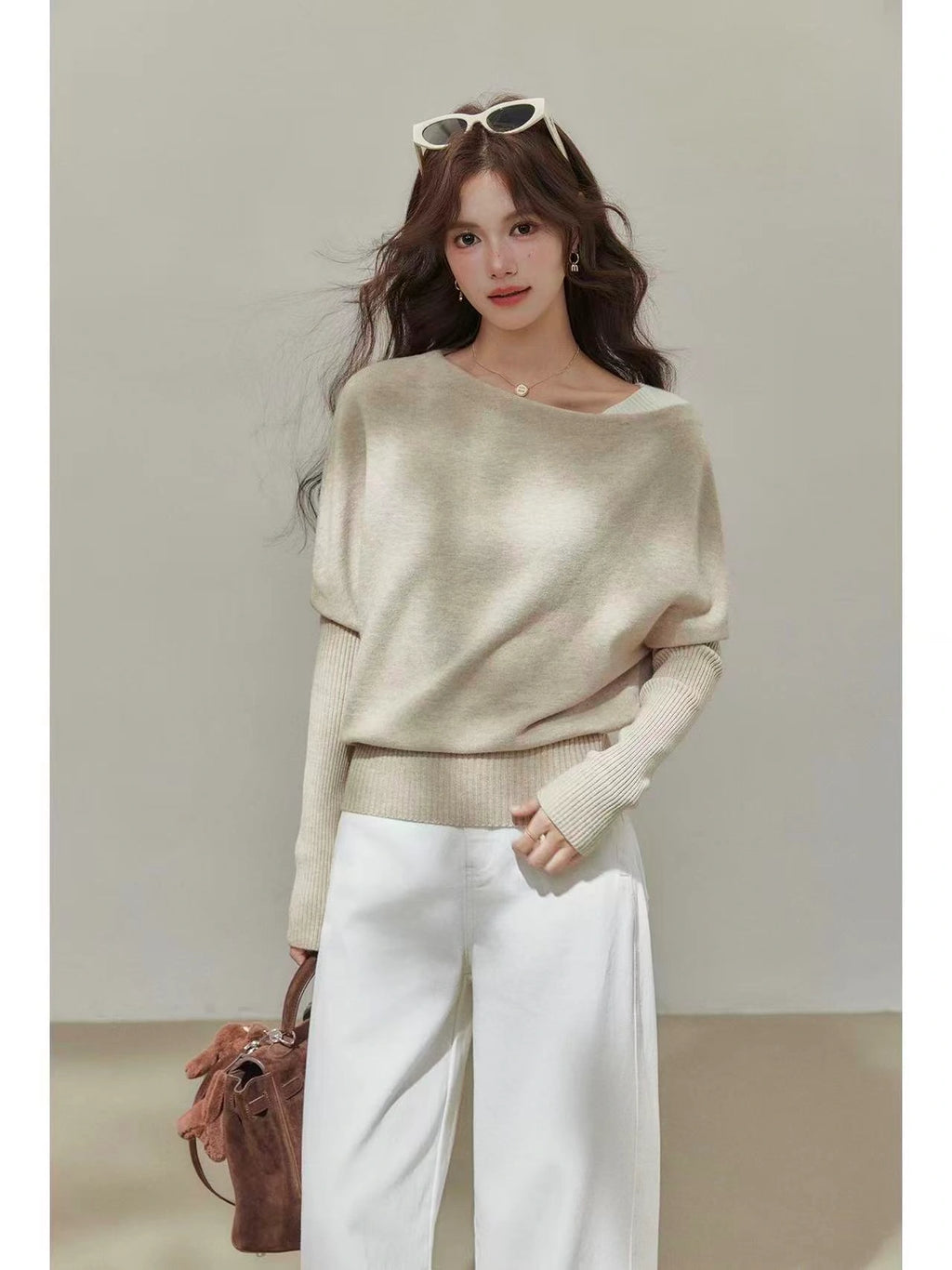 Slanted Shoulder Knit Top    OL1937