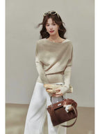 Slanted Shoulder Knit Top    OL1937