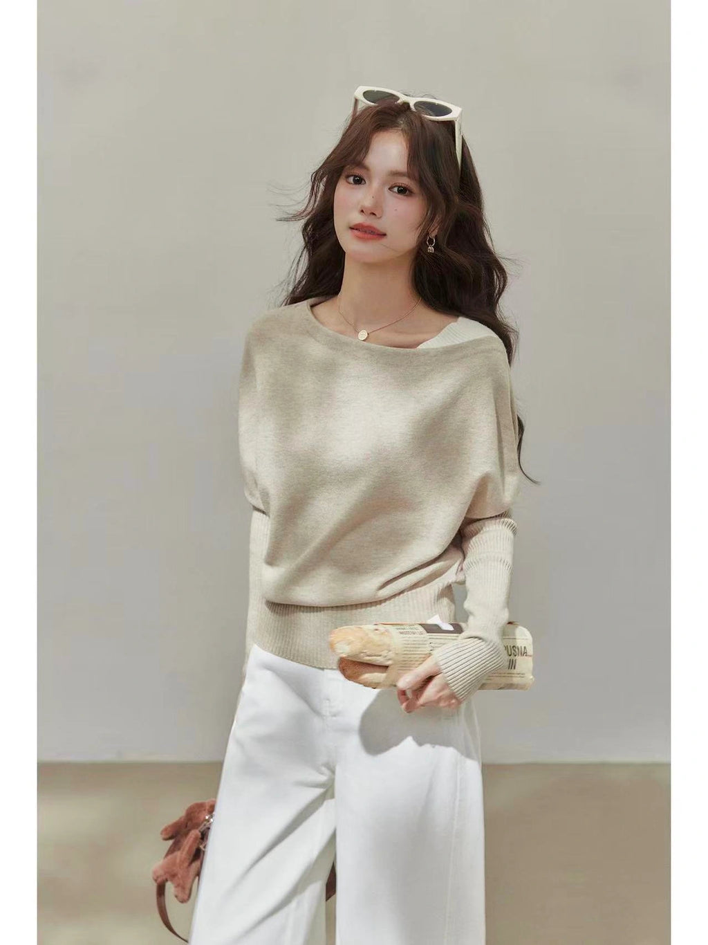 Slanted Shoulder Knit Top    OL1937