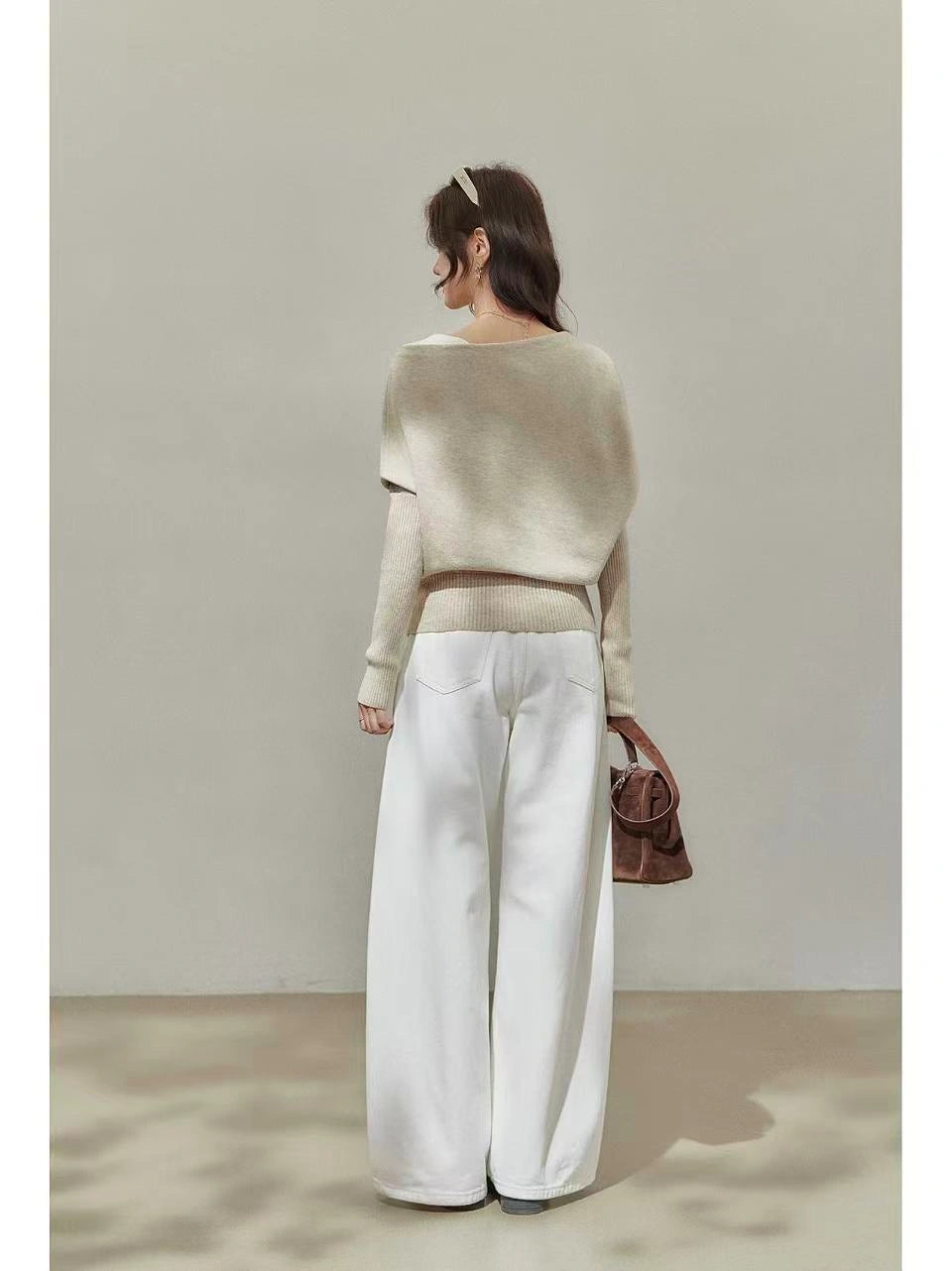 Slanted Shoulder Knit Top    OL1937