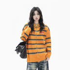 Vintage Yellow Stripe Zip Knit Jacket    OL1941