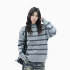 Vintage Yellow Stripe Zip Knit Jacket    OL1941