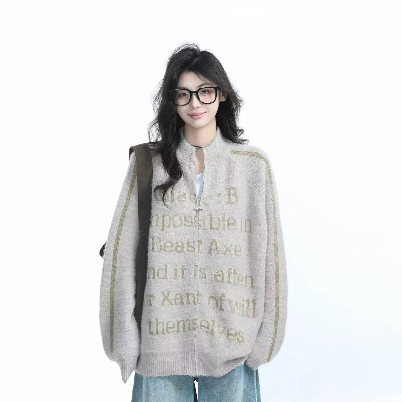 Relaxed High-Street Zip Cardigan    OL1945