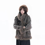 Fuzzy Collar Heritage Suede Padded Coat    OL1947