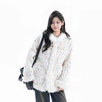 Retro Colorblock Plush Sherpa Coat    OL1948