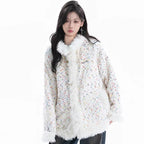 Retro Colorblock Plush Sherpa Coat    OL1948