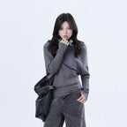 Sleek Patchwork Mockneck Knit Top    OL1951