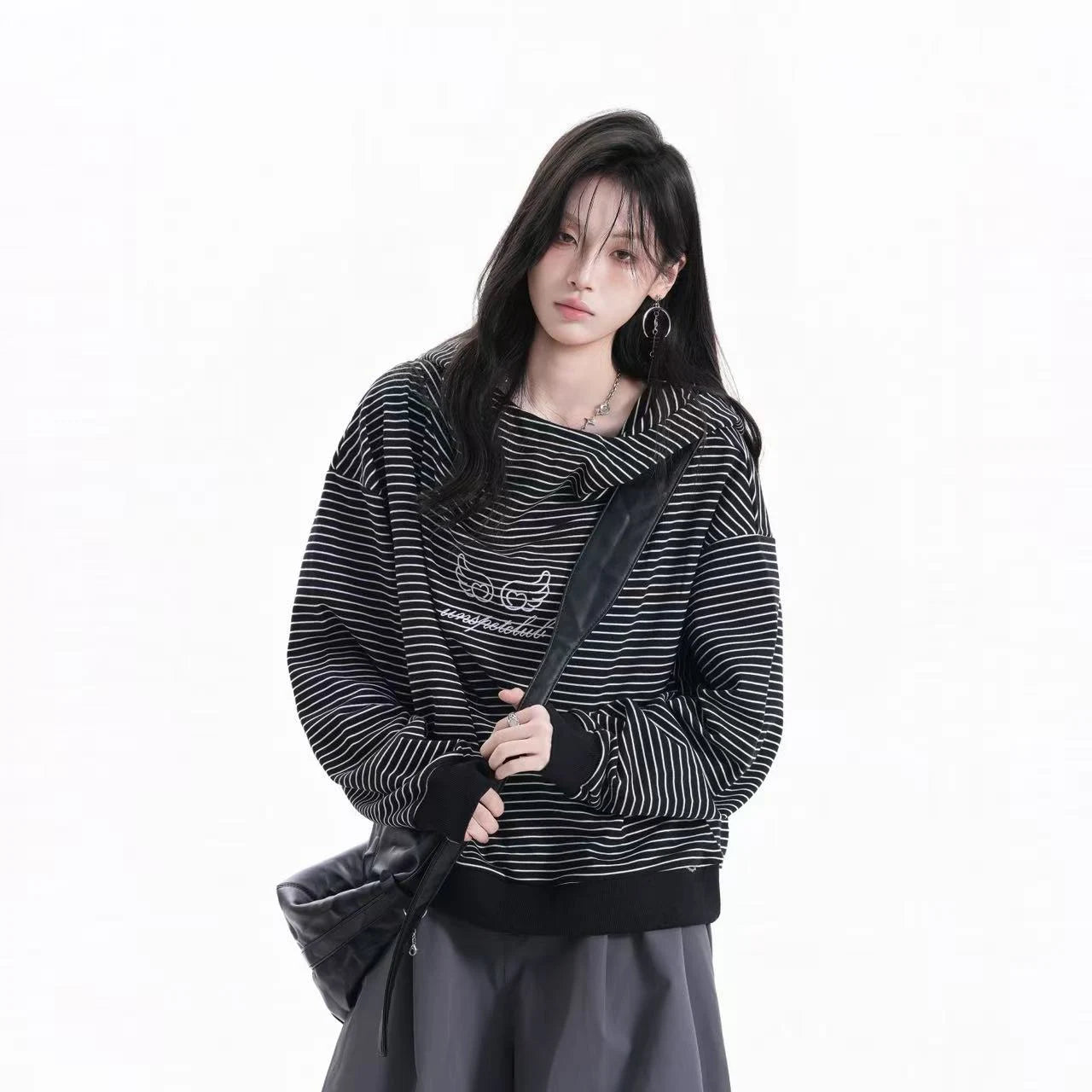 Vintage Stripe Oversized Hoodie    OL1952