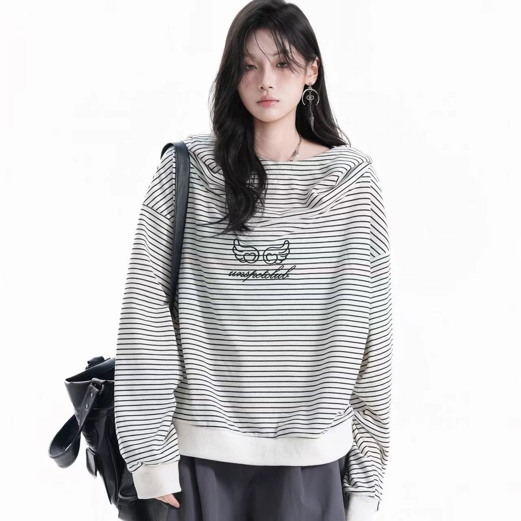 Vintage Stripe Oversized Hoodie    OL1952