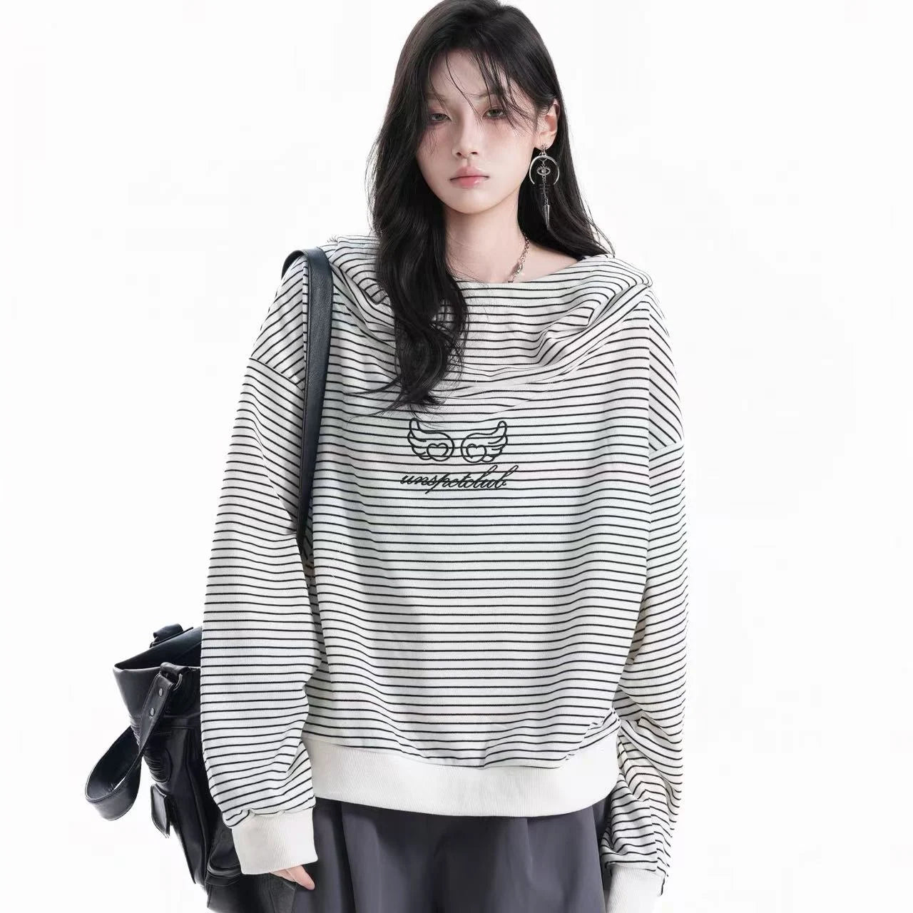 Vintage Stripe Oversized Hoodie    OL1952