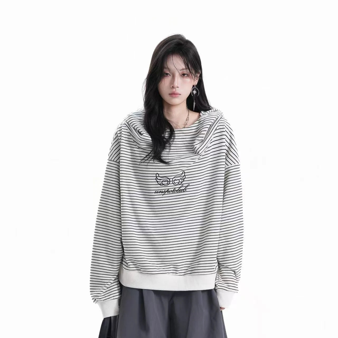 Vintage Stripe Oversized Hoodie    OL1952