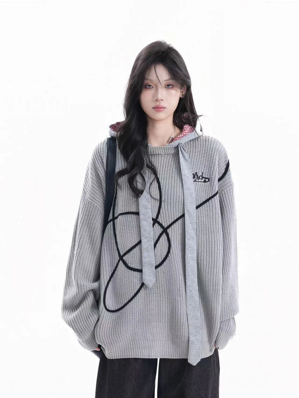 Vintage Contrast Stitch Hooded Knit   OL1955