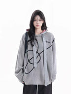 Vintage Contrast Stitch Hooded Knit   OL1955