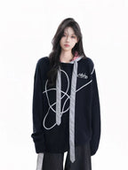 Vintage Contrast Stitch Hooded Knit   OL1955