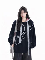 Vintage Contrast Stitch Hooded Knit   OL1955