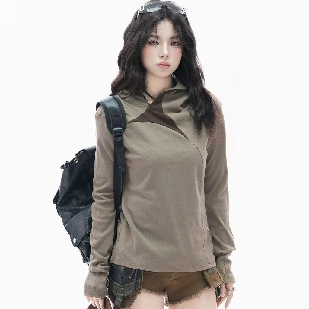 Deconstructed Patchwork Hooded Knit  OL1957