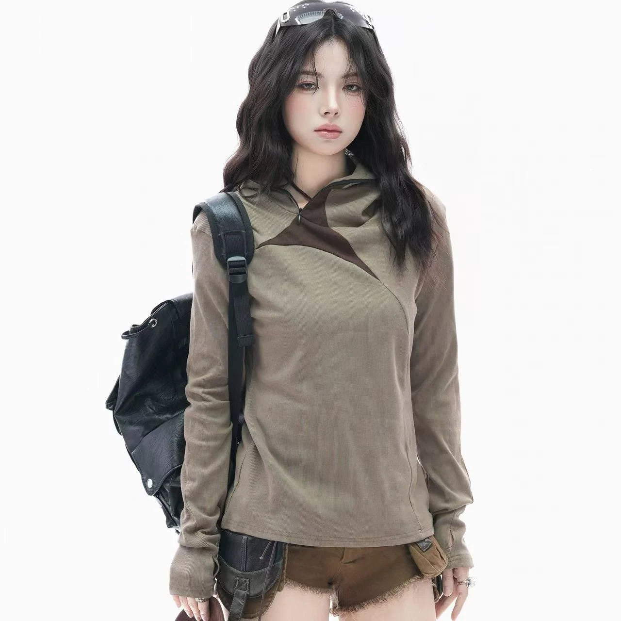 Deconstructed Patchwork Hooded Knit  OL1957