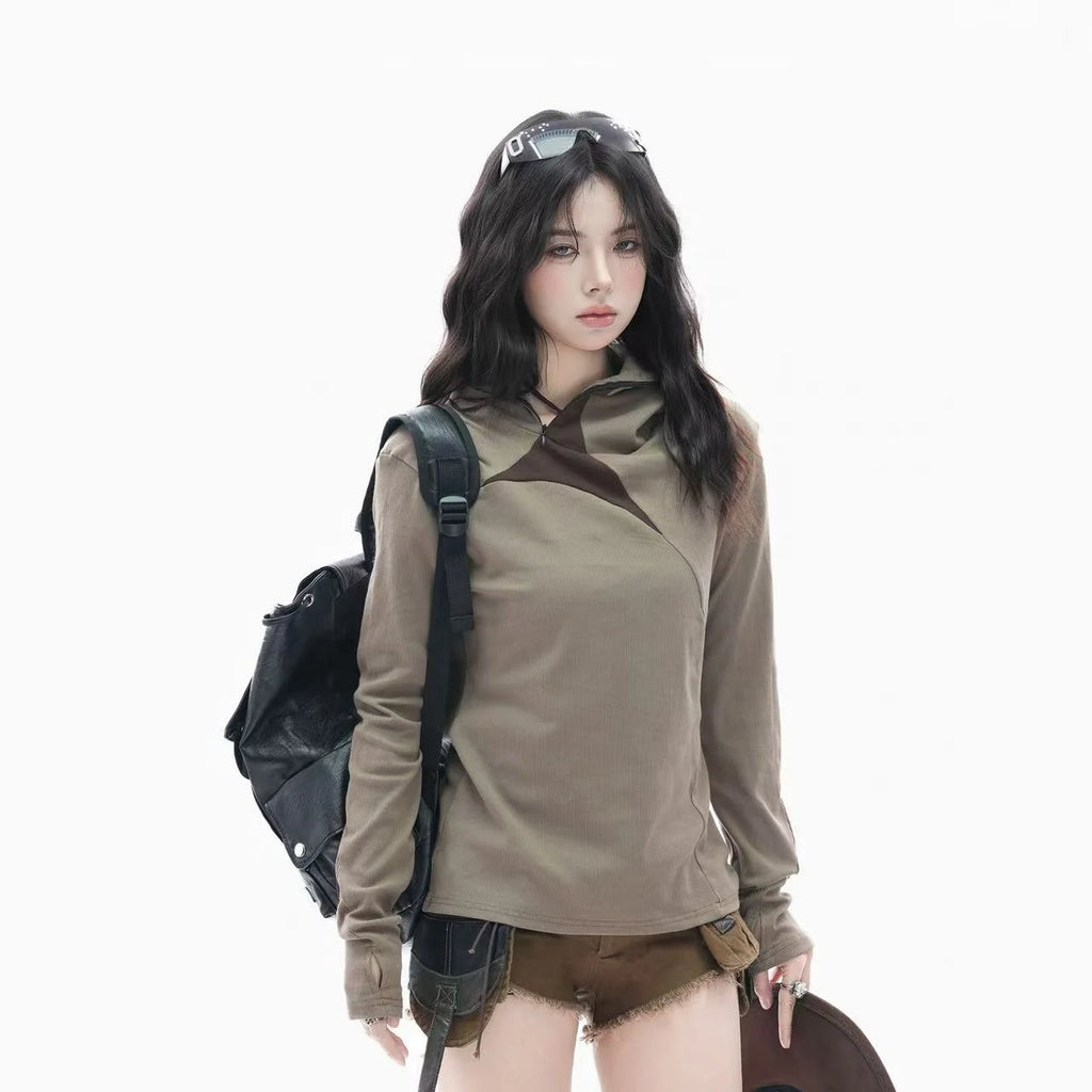 Deconstructed Patchwork Hooded Knit  OL1957