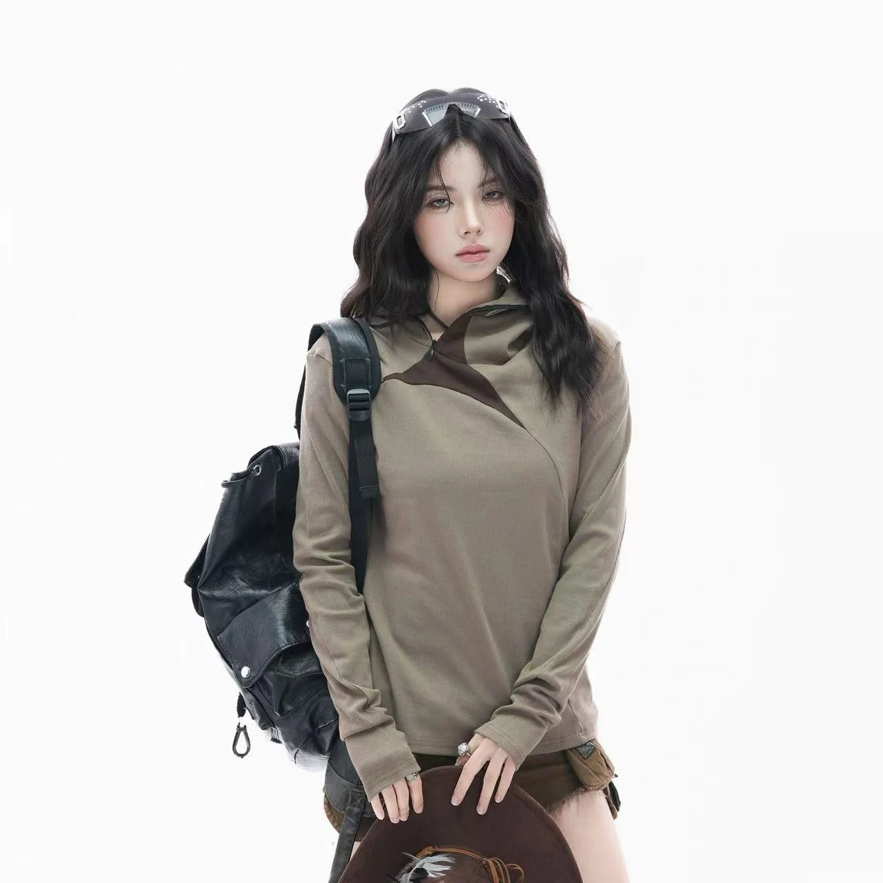 Deconstructed Patchwork Hooded Knit  OL1957