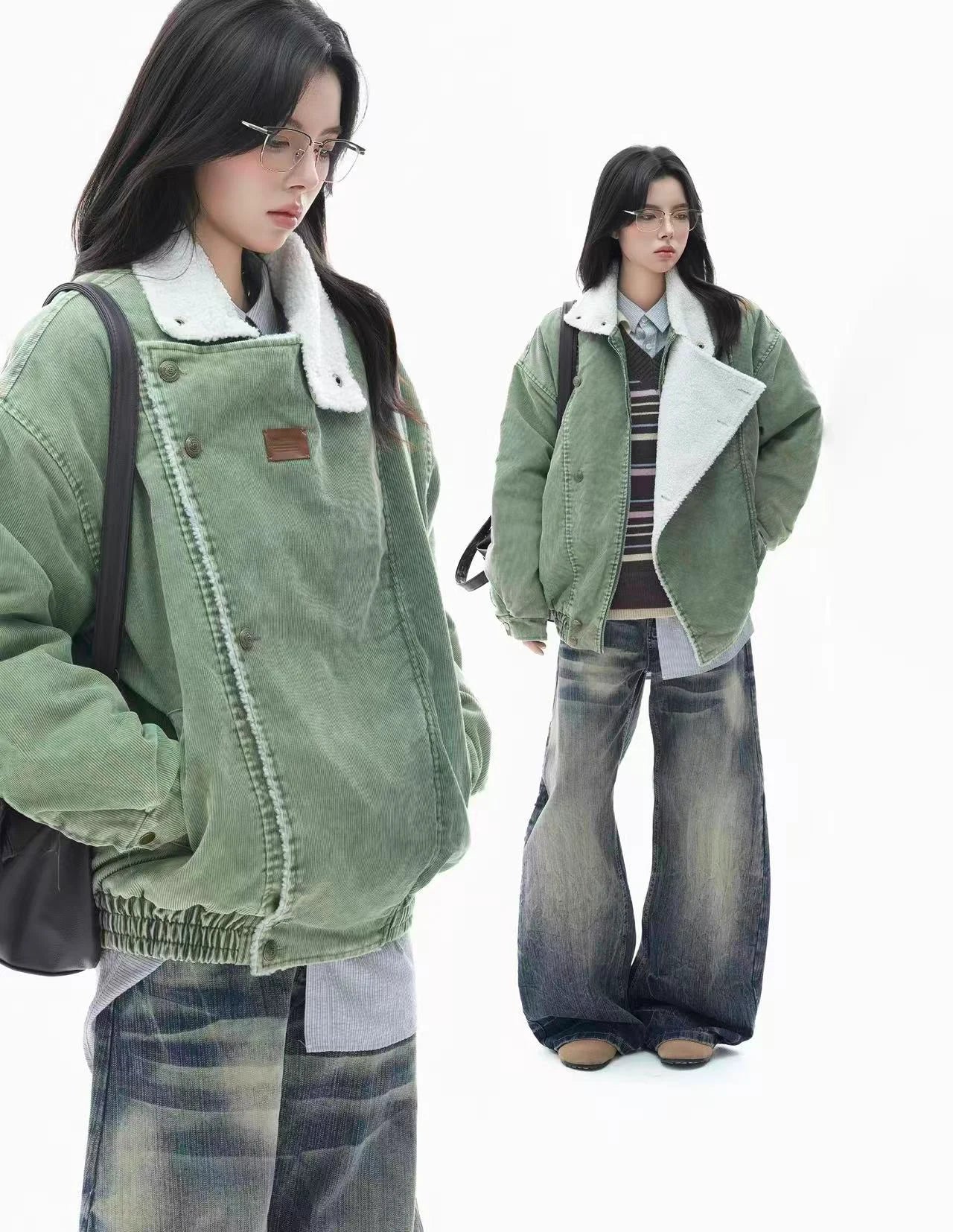 Vintage Sherpa Corduroy Puffer Jacket  OL1958