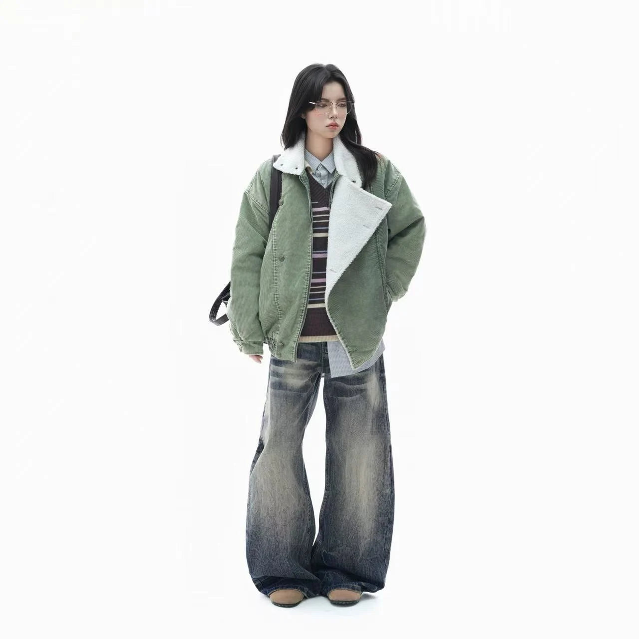 Vintage Sherpa Corduroy Puffer Jacket  OL1958