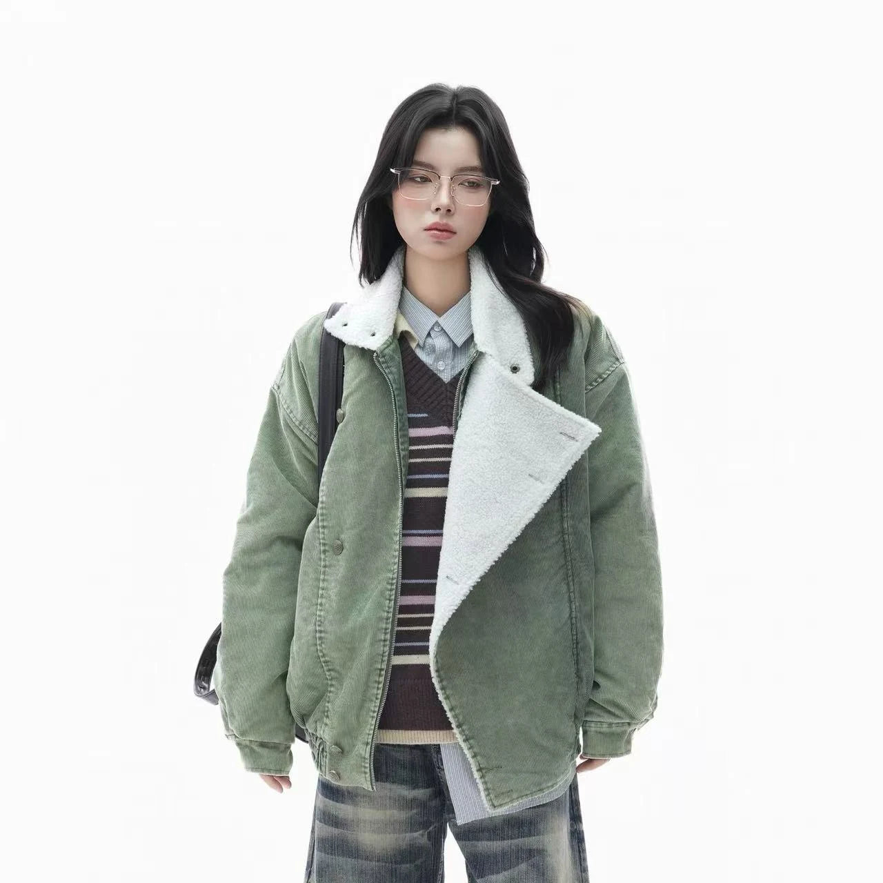 Vintage Sherpa Corduroy Puffer Jacket  OL1958