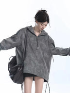 Dyed Plaid Oversize Hoodie  OL1960