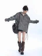 Dyed Plaid Oversize Hoodie  OL1960