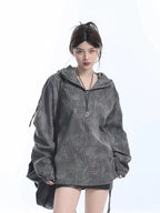 Dyed Plaid Oversize Hoodie  OL1960