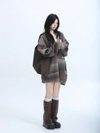 Zipped Melange Knit Cardigan  OL1961