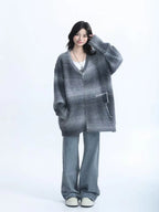Zipped Melange Knit Cardigan  OL1961