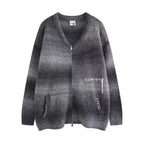 Zipped Melange Knit Cardigan  OL1961