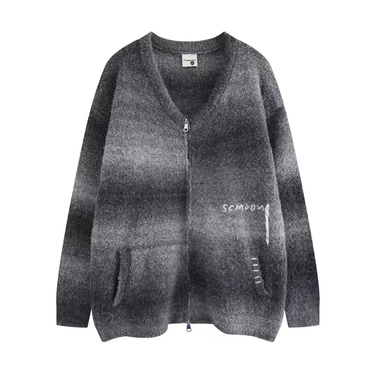 Zipped Melange Knit Cardigan  OL1961