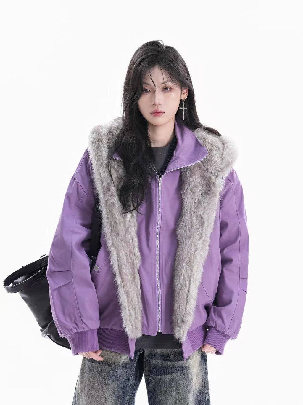 Faux Layered Fur Collar Jacket  OL1962