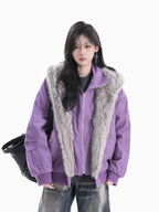 Faux Layered Fur Collar Jacket  OL1962