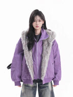 Faux Layered Fur Collar Jacket  OL1962