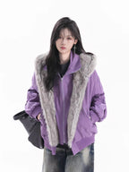 Faux Layered Fur Collar Jacket  OL1962