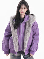 Faux Layered Fur Collar Jacket  OL1962